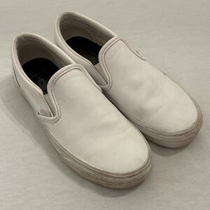Vans Classic White Leather Slip-On Sneakers